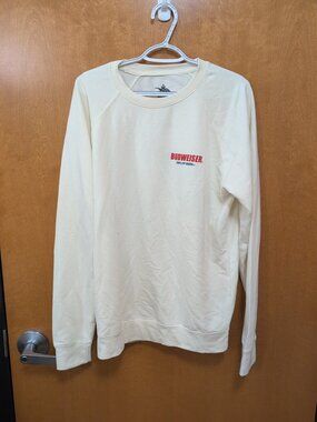 Budweiser Sweater Mens L White Red Pullover Eagle Graphic King of Beers‎